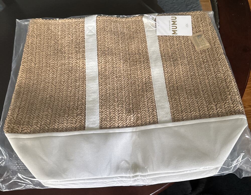NWT Show Me Your Mumu Paper Straw Tote Bag Natural Beach Summer Travel Bag
